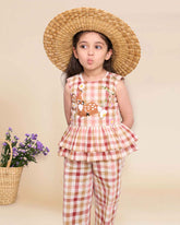 Bambi co-ord features hand-embroidered Bambi, peplum top & comfy pants. Soft fabric, gentle on skin.
